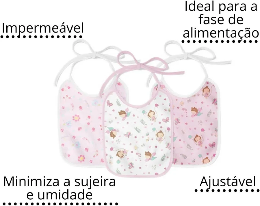 Babador Bebê Impermeável Kit 3 Und 100% Algodão Karinho Papi - Imagem 9