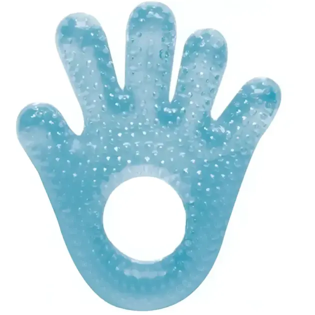 Mordedor Mãozinha Azul EVA Água Potável Pais & Filhos Bebê 4 Meses