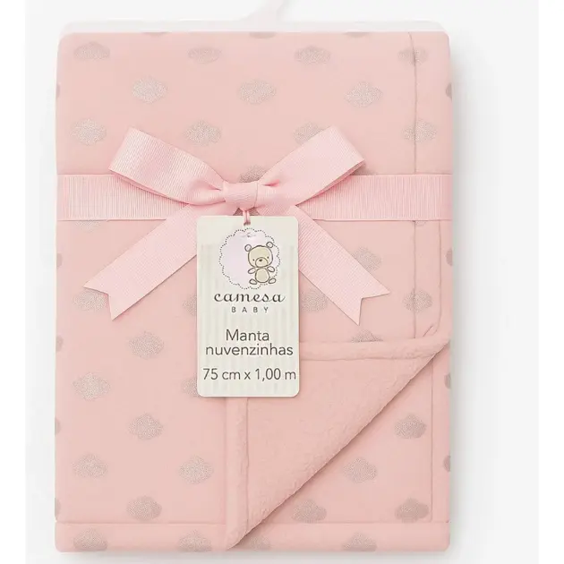 Manta Sherpa Dupla Face Nuvenzinhas Para Bebê Nenem Nuvenzinhas