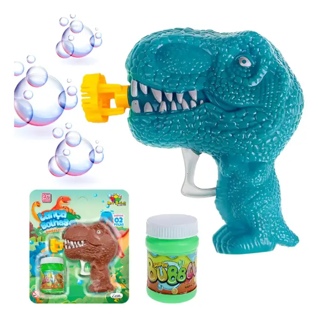 Lança Bolhas De Sabão Automática De Fricçao Dinossauro Cor Verde