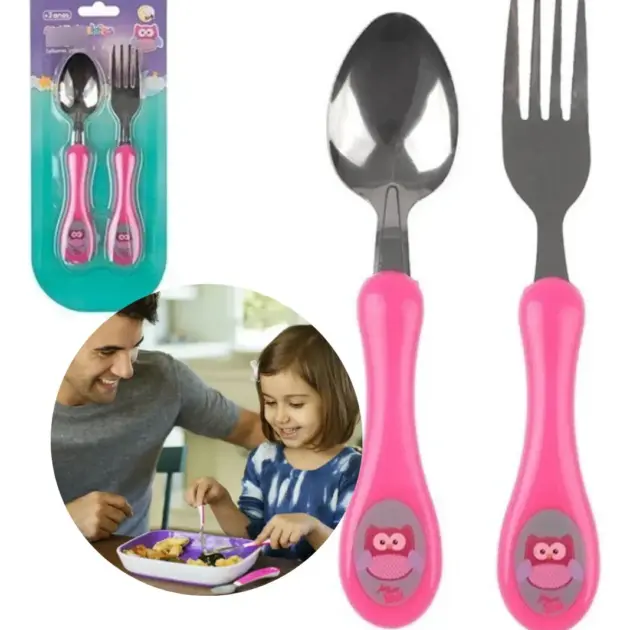 Conjunto De Talheres 2 Pcs Inox Infantil Personagens