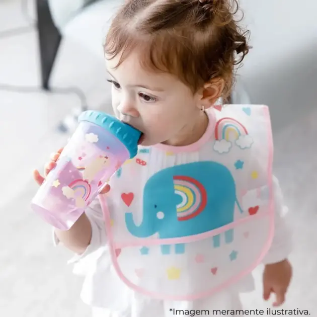 Babador Com Pega Migalhas Arco-íris Multicor Buba