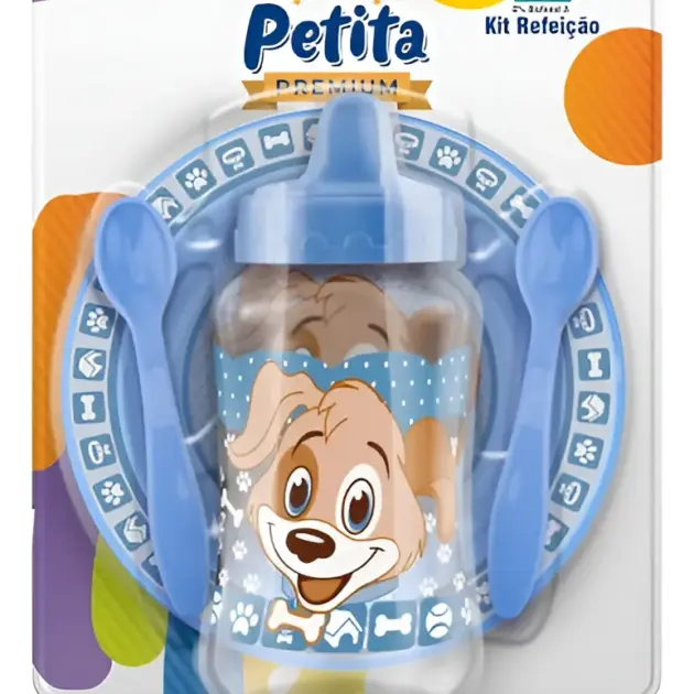 Kit Refeição Alimentação Com Copo Treinamento Bebê Infantil Cor Azul-claro
