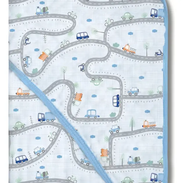 Toalha Banho Bebê Soft Capuz Fralda Algodão 2 Camadas Papi Cor Azul