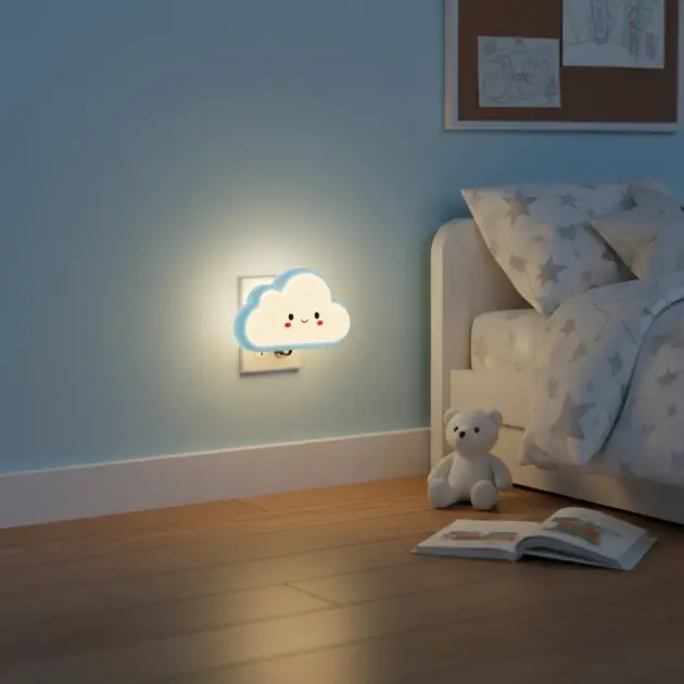 Mini Abajur Luminária Infantil LED Nuvem Bivolt Branco Azul genérica