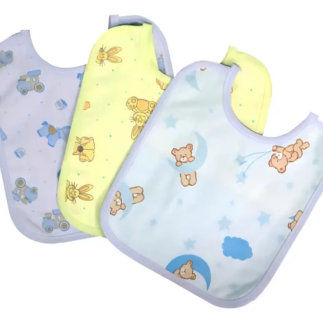 Kit 3 Babador Impermeável Bebê Menino Parapipi Forro PVC Algodão