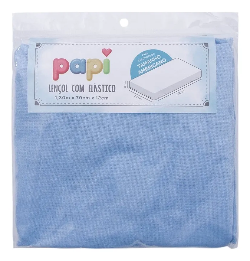 Lençol Infantil Elástico Padrão Berço Americano Azul - Imagem 4
