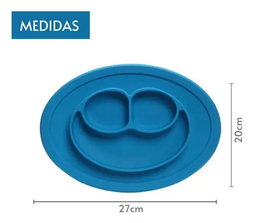 Prato Infantil Silicone Turminha Guará Azul Com 3 Compartimentos