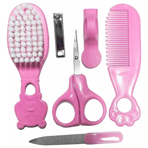 Kit Higiene Bebê Escova Pente Lixa Tesoura Cortador Unha Rs