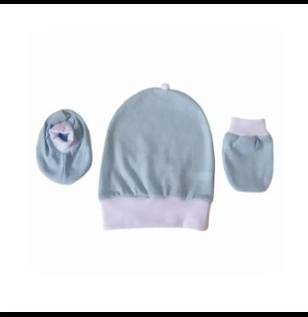 Kit Bebê Luva Sapatinho Touca 100% Algodão Malha - Imagem 5